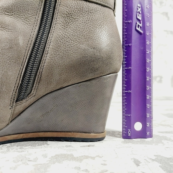 Susina Brown Leather Side Zipper Wedge Ankle Boots V680 - Picture 9 of 13